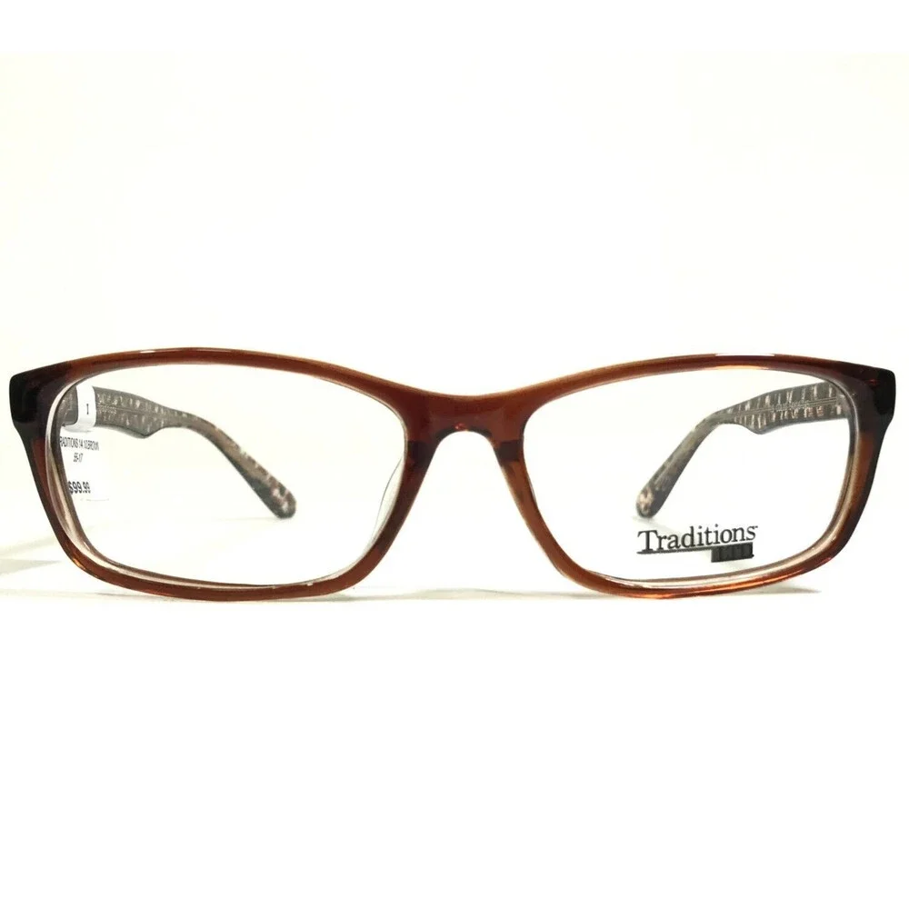 Traditions Eyeglasses Frames T14 COL 10 Clear Brown Cheetah Print 54-16-145